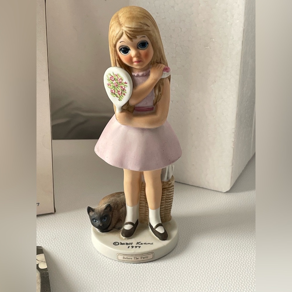 Adorable Girl Figurine with Cat - Light Pink Dress